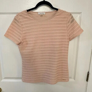 Calvin Klein small women’s blouse blush pink textured material short sleeve